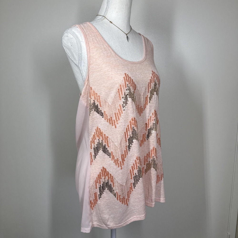 Vtg Y2K MISS ME Women's Sz M Racerback Burnout Tank Top Sequins Festival Aztec - Picture 2 of 16